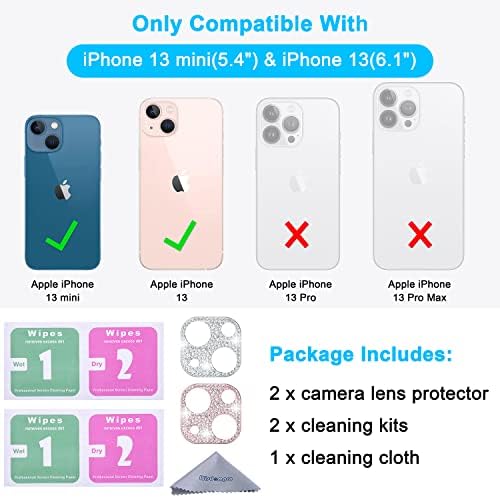 [2 pacote] Protetor de lente da câmera Wisdompro Bling para iPhone 13 6,1 polegadas, para iPhone 13 Mini 5,4 polegadas, Glitter