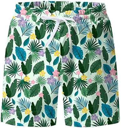 Shorts para homens shorts soltos encaixes tropicais estampas tropicais banheira de traje de banho de maiô com bolsos Bolsões de exercícios de exercícios vintage respiráveis