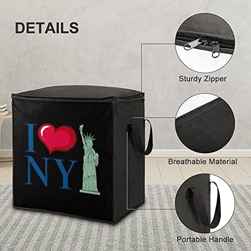 Eu amo Nova York City Grande Quilt Storage Bag Organizer Box Zipper no topo para travesseiro de travesseiro de roupas