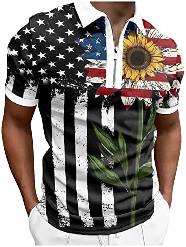 Ruiruilico masculino American Flag Polo Polo