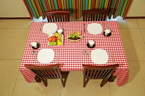 Tanta de mesa de algodão doce, feita com padrão quadriculado puro de algodão vermelho e branco, toalhas de mesa quadradas para