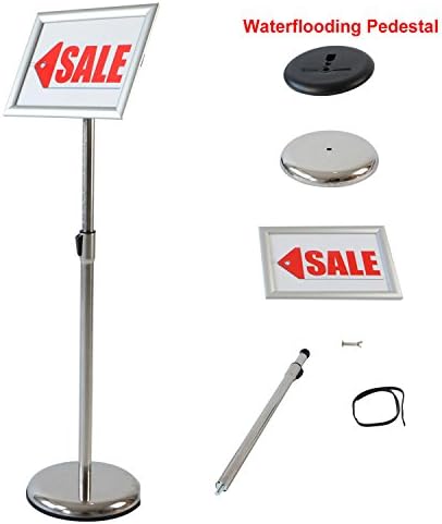 Suporte de poster de suporte para pedestal ajustável - 8,5 x 11 polegadas vertical e sinalizador horizontal exibido