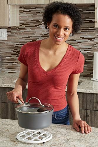 Home Basics Coleção Lattice Iron Cast Trivet para servir prato quente, panela, panelas e bule na bancada da cozinha ou jantar, resistência