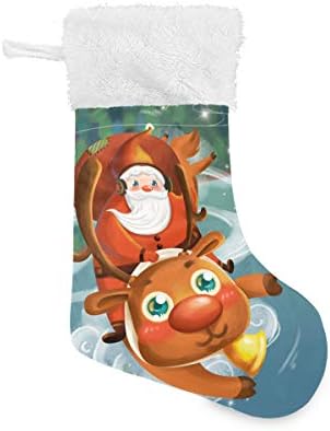 Pimilagu Papai Noel com alces no céu meias de Natal 1 pacote 17,7 , pendurando meias para decoração de natal