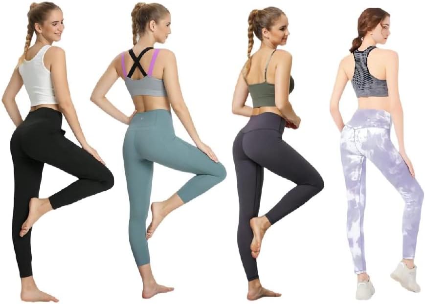 Leggings de compressão de ioga de enyur com bolsos para mulheres com cintura alta - folhas de detergente para roupas de viagem