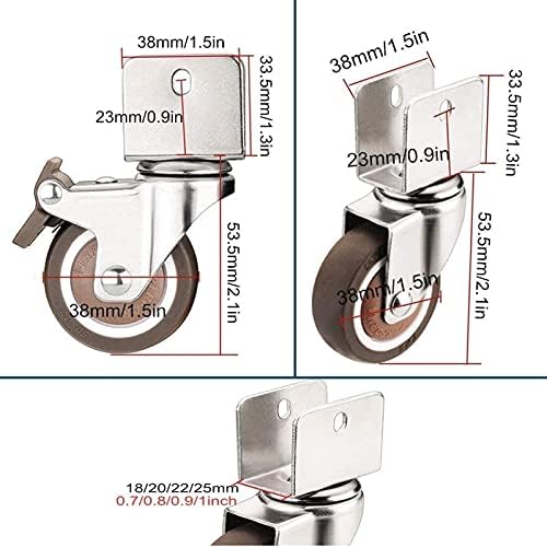 Rodas Zyledw-Caster, 4pcsnitures de 38 mm Rodas pequenas, rodas giratórias de 360 ​​°, rodas de 1,5 pol.