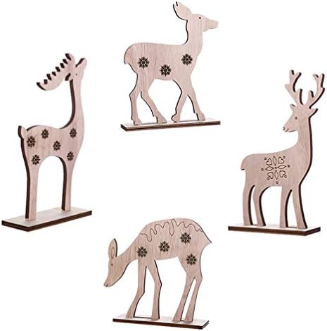 PretyZoom Elk Ornamento 4pcs Rena Ornamentos de Natal Modelo de Escultura de Deer de Madeira Figura Figura Estátua Decoração de Natividade Ornamentos