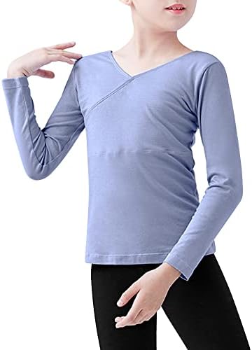 Kvysinly Kids Girls Crisscross pescoço de manga longa Tops Tops Ginástica Ballet Modern Jazz Hip Hop Dance Blouse