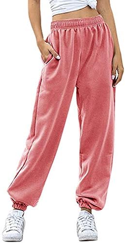 Ru Sweet Women Feminino Ativo de cintura alta esportiva Athletic Athletic Fit Rogger Sortpants calças folgadas com bolsos