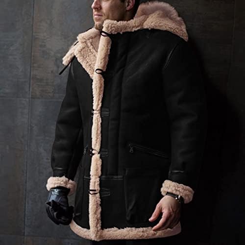 Jaquetas esportivas para homens masculino arinhado de cashmere com capuz de casaco de casaco retro comprido jaqueta de camurça
