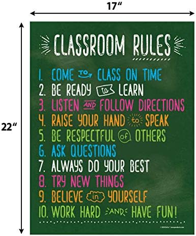 ZOCO - Poster de Regras da sala de aula - laminado, 17x22 polegadas - Poster de regras de aula para o ensino médio - Poster