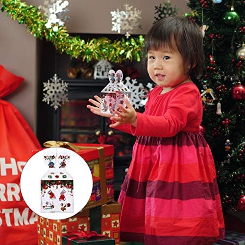 Doitool 16 PCs Christmas PVC Candy Box Transparent Treats Presents Prints de desenhos animados Caixa de Natal Decoração