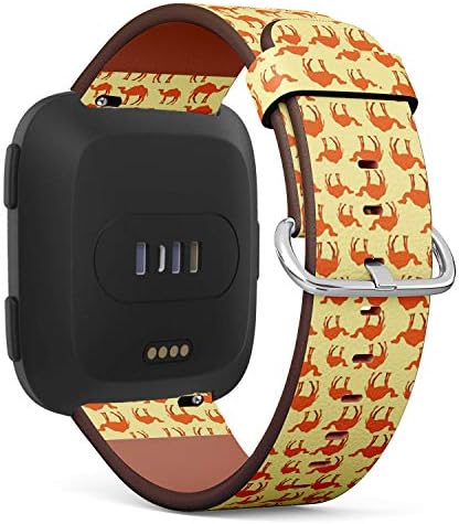Compatível com Fitbit Versa, Versa 2, Versa Lite, pulseira de pulseira de substituição de couro pulseira com pinos de liberação rápida // Camels Chaotic