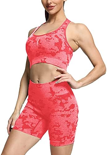 Aoxjox Yoga Roupet for Women Seamless 2 peças Gym Adapto