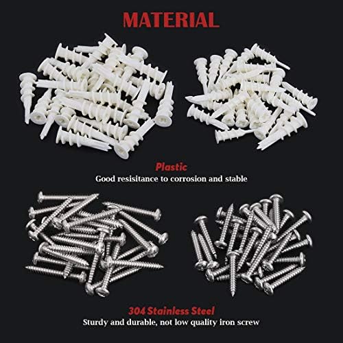 Hilitchi 112 peças plástico plástico e pequeno drywall e âncora de parede oca com kit de parafusos