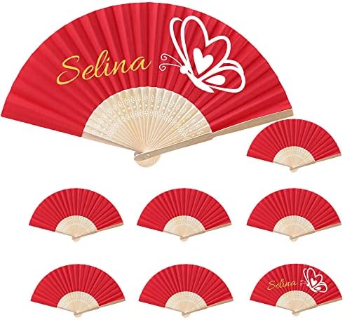 DFDG Personalize fã de papel dobrável, festas personalizadas FAVORES FAN FAN BULK PARA CASAMENTO, DANÇA, aniversário,