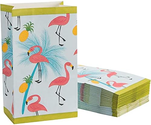 Juvale Flamingo Sacos de festa - Pacaco de 36 sacos de presente de papel para favores de festas, suprimentos de festas