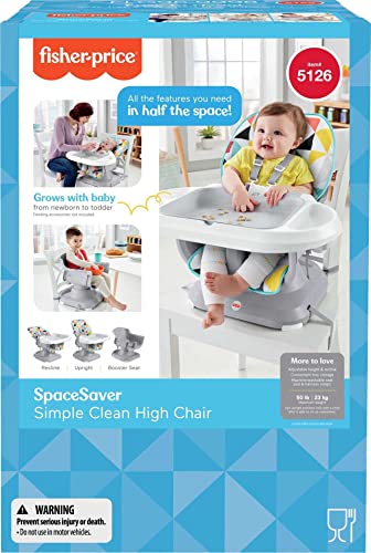 Fisher-Price SpaceSaver High Chair Cadeira Portátil Baby para Criança para Criança Com Cordeiro Com Bandeja Deep e Liner