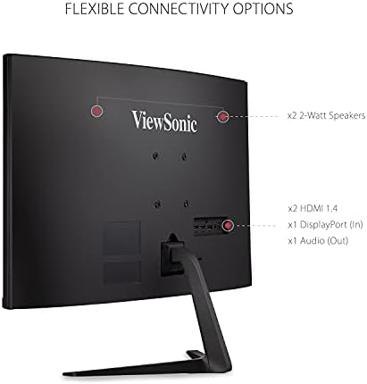 ViewSonic VX2718-PC-MHD 27 polegadas Full HD 1080p 165Hz 1ms Curved Gaming Monitor com HDMI e porta de exibição sem enxápios de sincronização