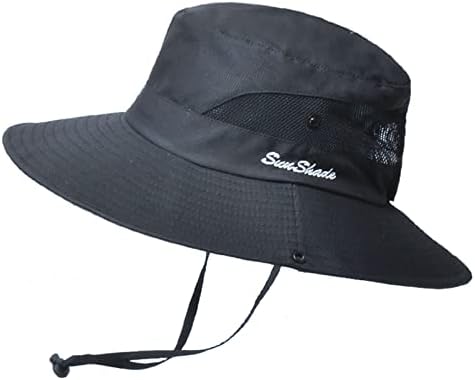 Chapéu de Ponytail Safari feminino Sun Mesh Mesh largura Proteção UV Chapéu de balde ao ar livre Chapéu de pesca de verão dobrável na praia