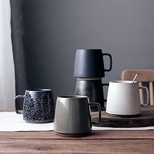 Conjunto de canecas de cerâmica de 11 onças premium - Conjunto de 4 xícaras de café duráveis ​​com design elegante