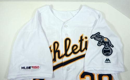 2019 Oakland A's Athletics Brett Anderson 30 Jogo emitiu White Jersey 150 p 458 - Jogo usou camisas MLB