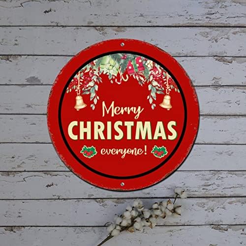 Christmas Wreath Sinais de boneco de neve grinalda redonda de lata de metal redonda decorações de natal para armários