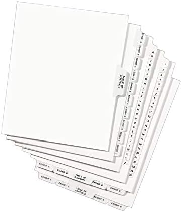 Avery Legal Divishers, Standard Collated Sets, Tamanho da letra, abas laterais, 301-325