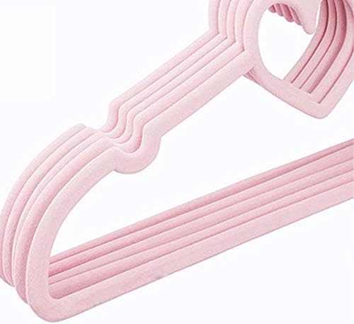 20 pacote de pacote amor coração coração não deslizamento cabide plástica Velvet Velvet Roupas de roupas e organização rosa