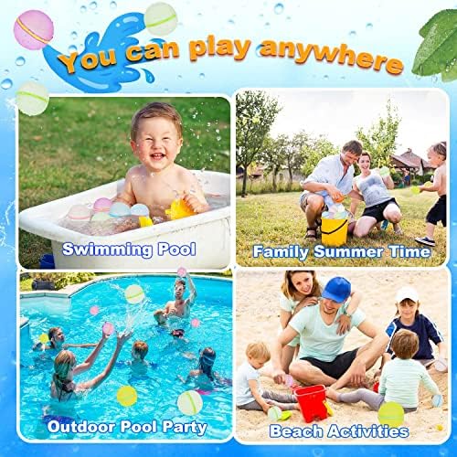 98K Balões de água reutilizáveis ​​se selam sela fáceis de preenchimento rápido, Bolas de água de silicone Games de brinquedos de água ao ar livre para crianças adultos fora do jogo, Bath Backyard Pool Party Supplies