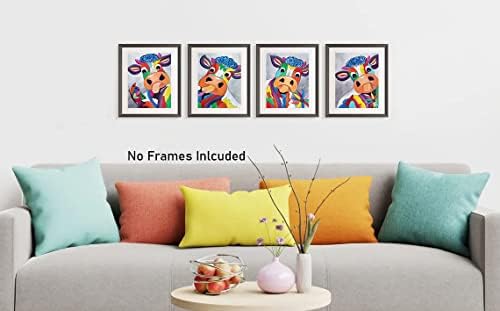 BCF Abstract Cows Art Prints Posters, pintura colorida de arte pop fofa de vaca, porers de tela engraçada de vaca HD para