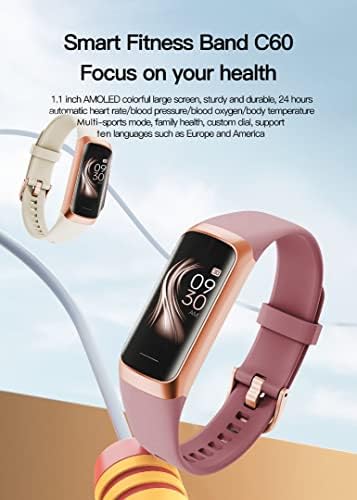 Banda de fitness smart h & p 2022 com monitor de temperatura e freqüência cardíaca, rastreador de fitness com pressão arterial e monitor