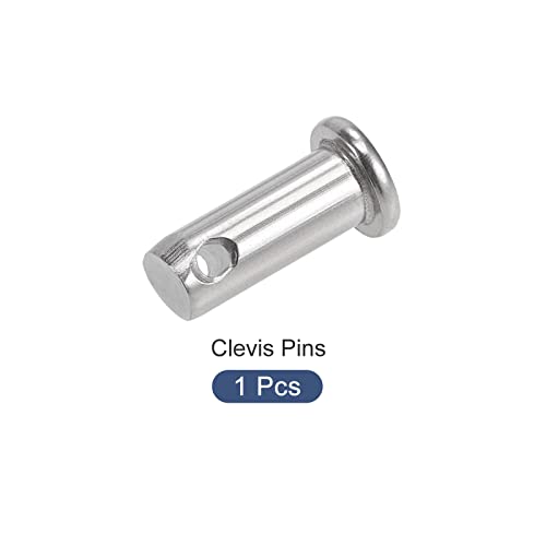 Metallixity Clevis Pins 1pcs, cabeça plana de um orifício 304 pino de fixador de aço inoxidável - Para dispositivos de metal, instalação de móveis, industrial, DIY