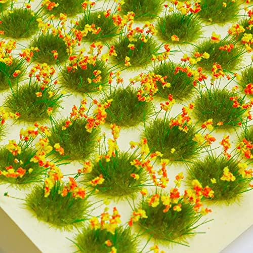 196 PCS Miniatura em miniatura colorida cluster de flores estática modelo grama tufos tufos ferrovias de grama artificial miniatura
