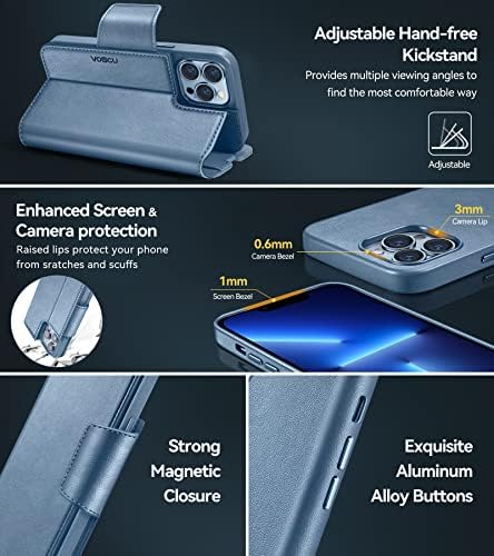 Voscu Carteira destacável Caixa para iPhone 13 Pro Max 6.7 '' Compatível com MagSafe, suporte sem fio, capa de telefone magnética