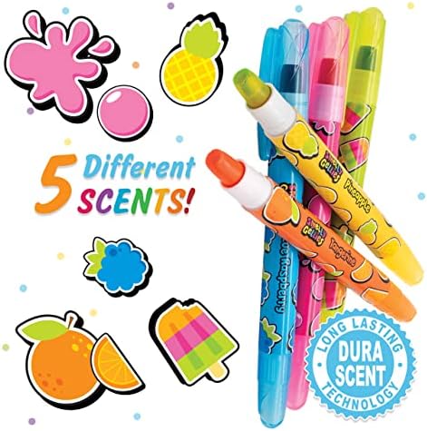 Gellies fedorentos - GlideWrite Gel Stick Stick Sticks, Crayons, Highlighters - 5 contagem - Presentes para crianças