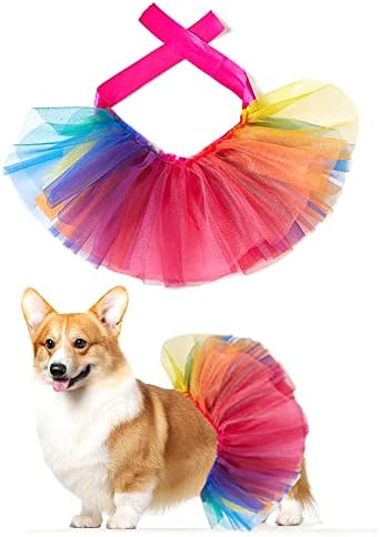 Fantasia de cão arco -íris orgulho orgulho gay Princess Dress Fantases de gato, tutu de arco -íris de verão para cães de gatos médios pequenos, cães de estimação de pet -bois de pet -out de cães para cães para cã