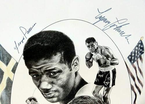 Floyd Patterson e IngeMar Johansson assinaram 18x24 boxe de litografia ~ JSA LL25403 - Arte de boxe autografada
