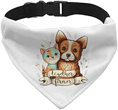 Juntos Forever Pet Bandana Collar - Cola de cachorro e gato colarinho - Friends Quotes Dog Bandana - S