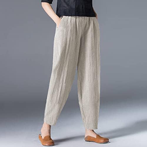 Calças Capri para mulheres, elástico harém de harém de larem pernas largas yoga capris calça lápis confortável com bolsos