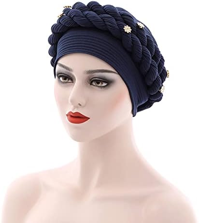 Enrolamento de cabelo para mulheres torcidas plissadas helterwrap soft turbante enrolar o chapéu de cabeça de boné