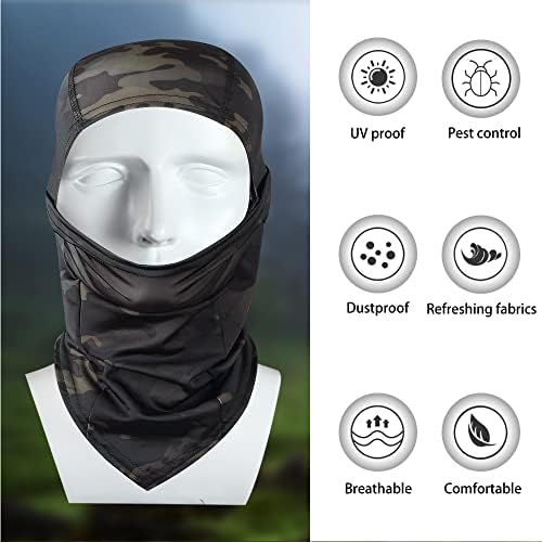 Camo Balaclava Face máscara de esqui shiesty, Proteção UV Proteção Gelo Golheta de seda Capô do sol para homens Ciclismo