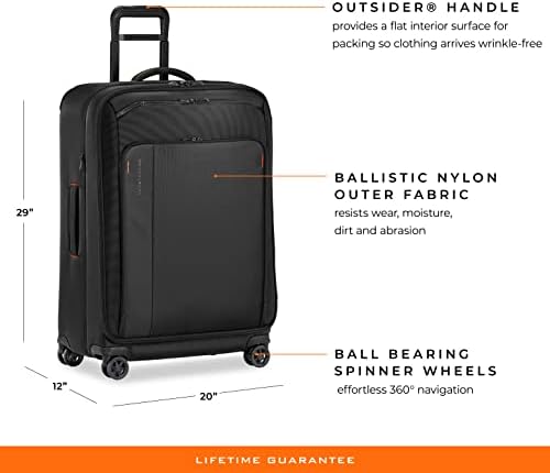 Briggs & Riley ZDX-Expandable bagagem com 4 rodas giratórias, preto, marchas de 29 polegadas verificadas de 29 polegadas