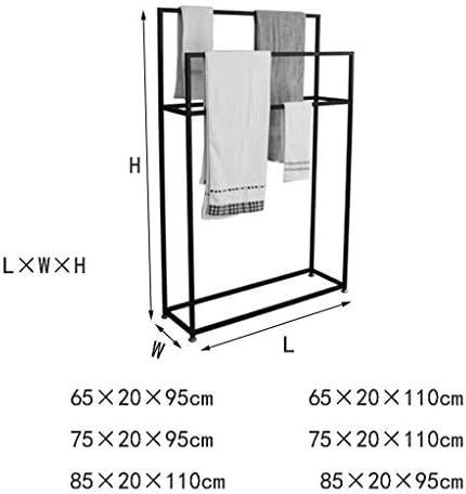 Rack de roupas independentes, suporte de toalha de 2 camadas em pé para o piso do banheiro, o track de toalha de metal