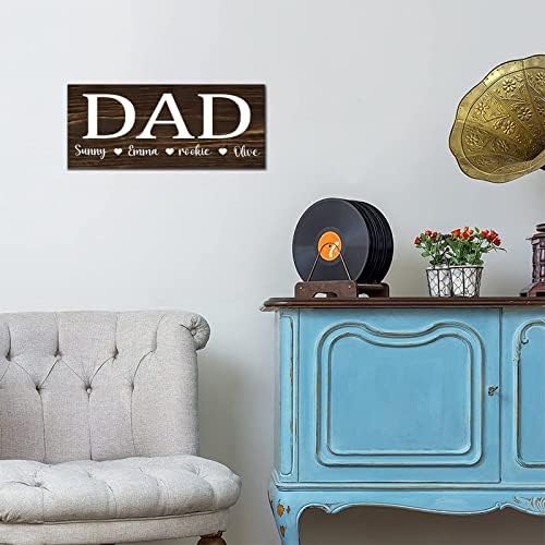 Dia dos pais Papai nome personalizado sinal de madeira personalizada placa de madeira de madeira parede pendurada placa de penduramento