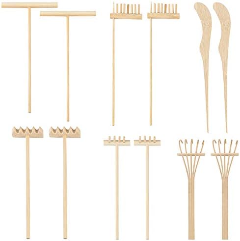 Zoenhou 24 PCs Mini Zen Garden Rake Tools, Zen Garden Bamboo Sand Bake Conjunto, Meditação e Alívio do Estresse Acessórios para Jardim