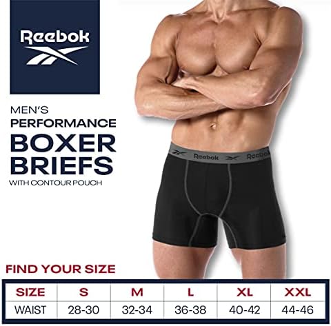 Roupa íntima de reebok masculina - cuecas boxer de performance de pernas grandes e altas