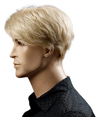 Hairsw sintéticos 6 polegadas loira curta peruca cabelos naturais homens penteados lisos fibra resistente ao calor