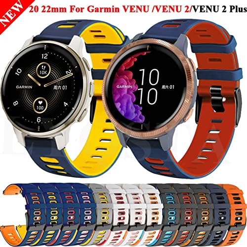 HKTS 20 22mm Substituição Smartwatch Strap para Garmin Venu 2 Plus Silicone Smart WatchBand Venu2 Forerunner 245 645 Bracelete