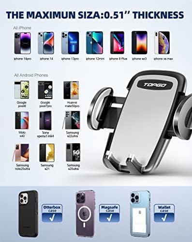 Topgo Cup Holder Helder Titular Phone Phone para carro, Cellen Phone Automobile Cradles para iPhone 14, Samsung e mais smartphone